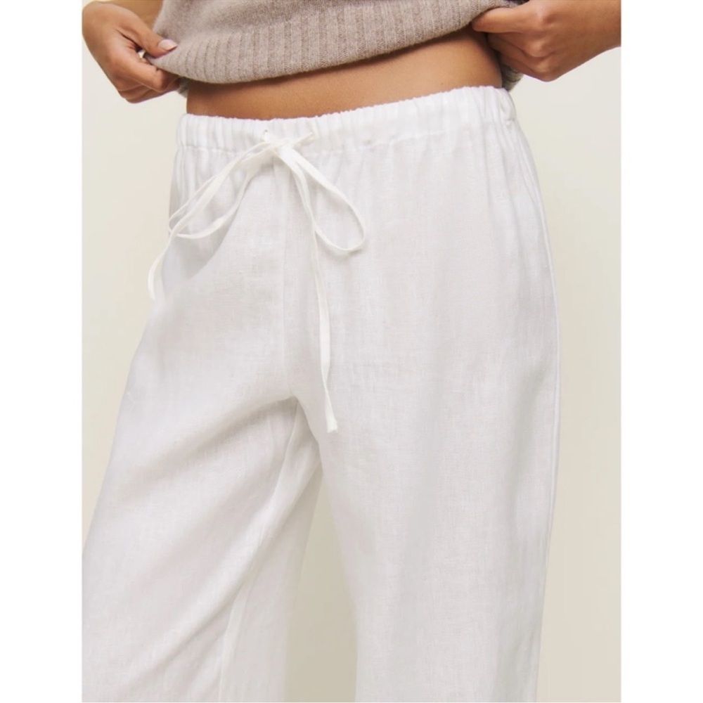 NWT Reformation Olina Linen Pants White Small - Picture 4 of 11